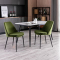 Velvet Upholstered Dining Chair Set of 2 with Black Metal Legs T527282