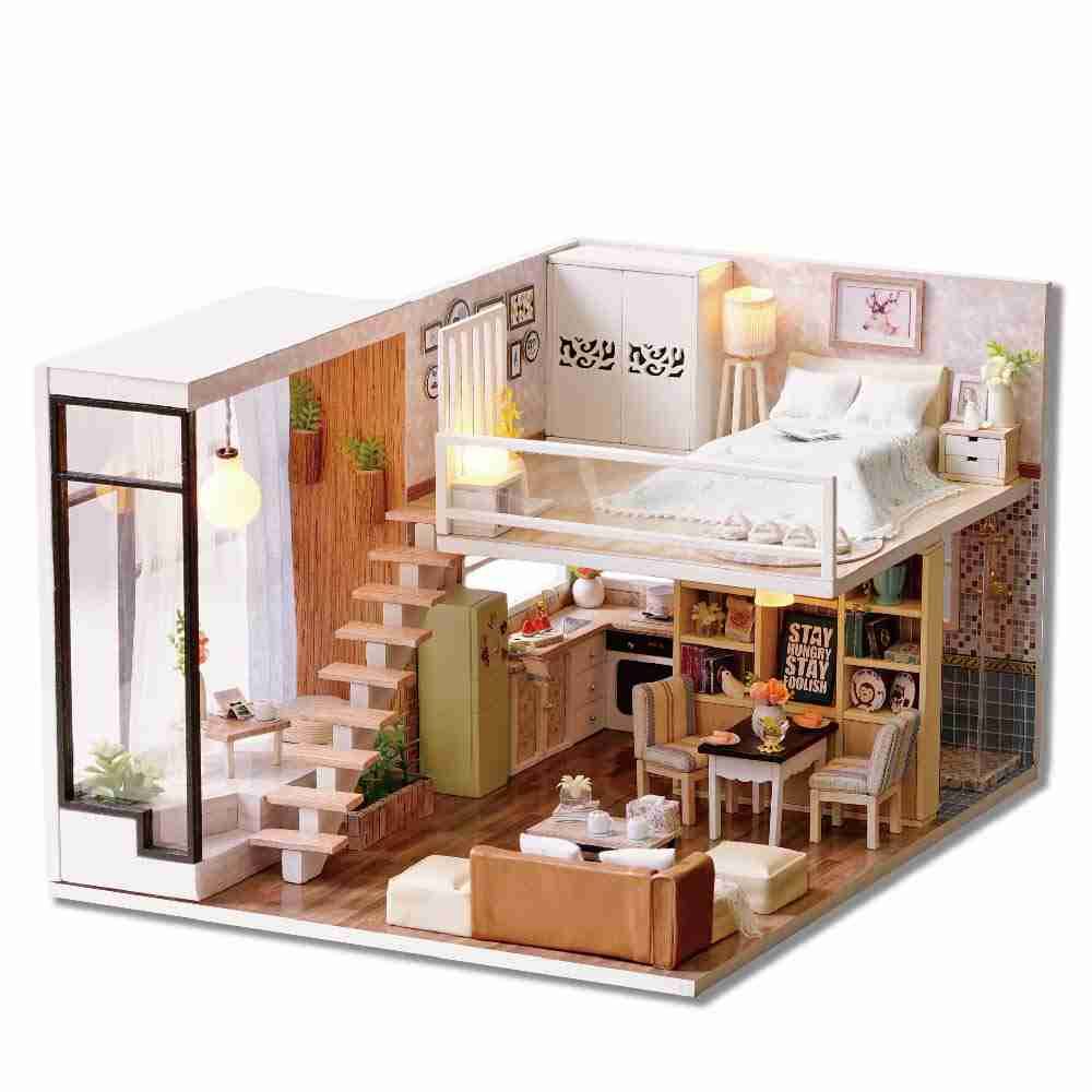 Wooden DIY Dollhouse Kit with Furniture, 1:24 Scale T4156