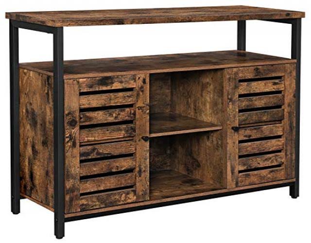 Storage Sideboard with Cupboard, Shelves, Louvered Doors O1297