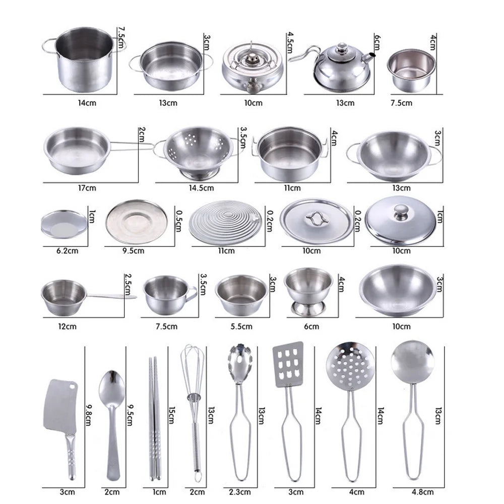 16 Pcs Kids Kitchen Cookware Set Pots Pans Cooking Utensils E258