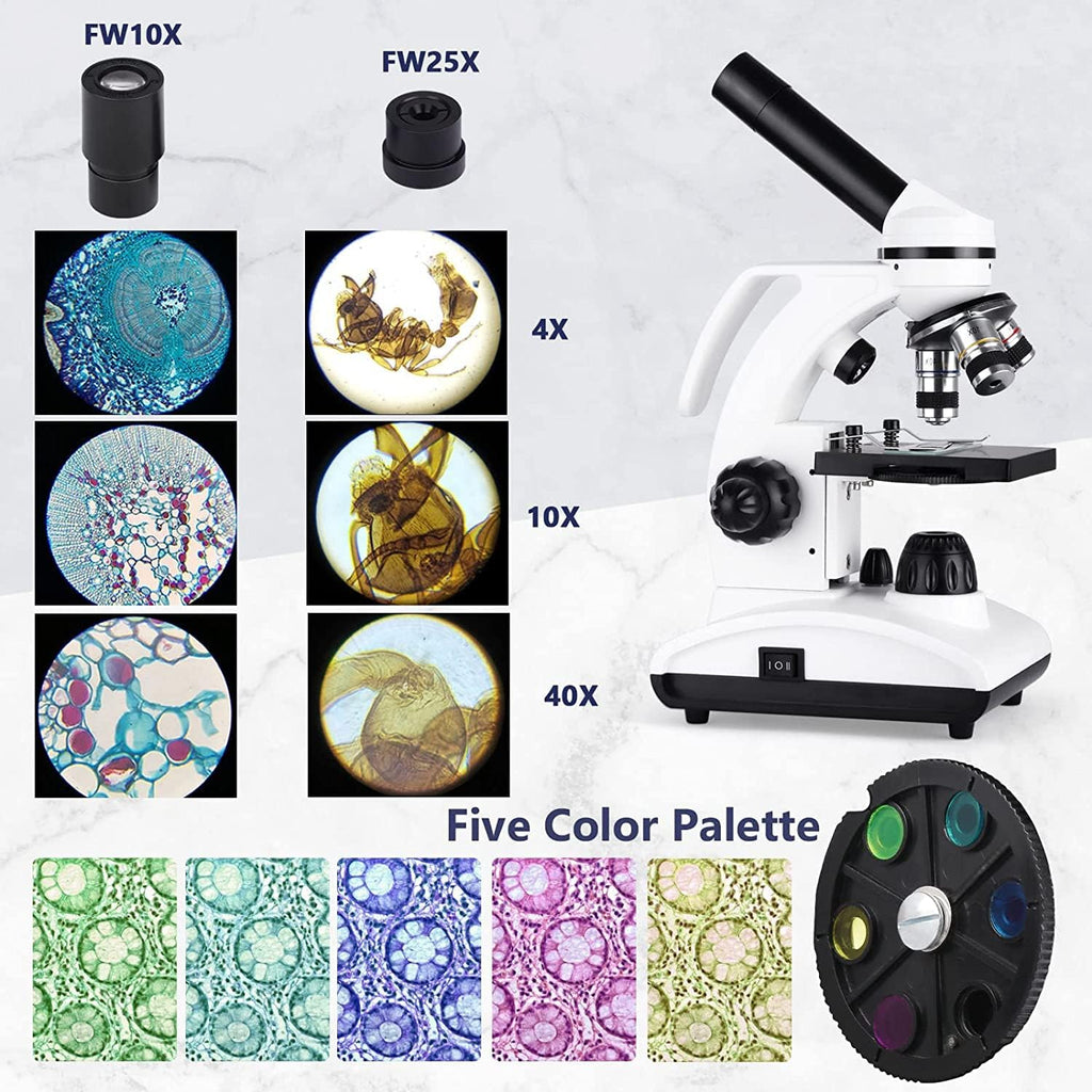 Cordless Biological Compound Monocular Microscope with Slides Set and Phone Adapter Z72946