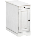 White Side Table with Drawer and Cabinet W8766