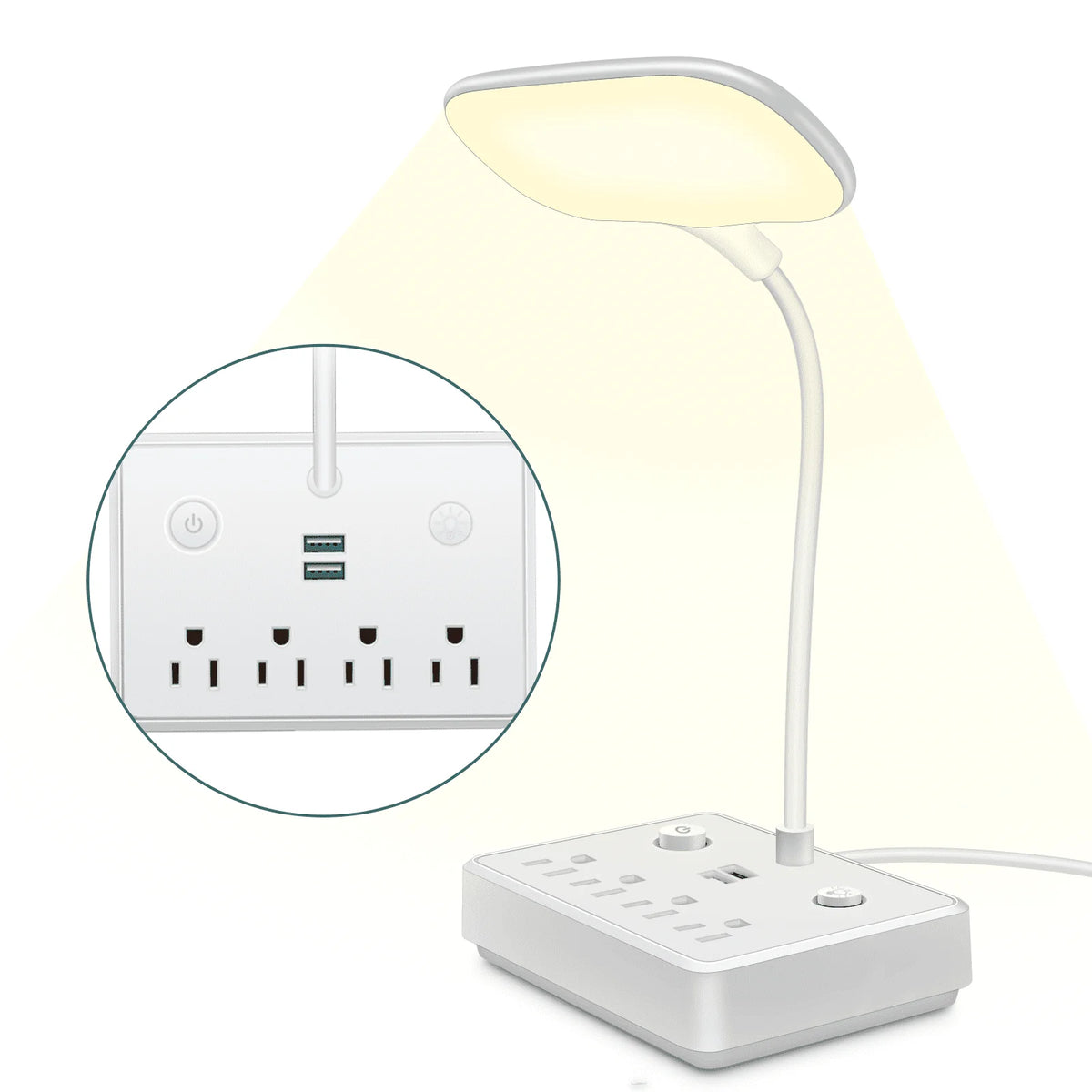 LED Desk Lamp with 2 USB Charging Port and 4 AC Outlets F22667