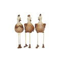 Set of 3 Brown and White Decorative Resin Rooster C98026