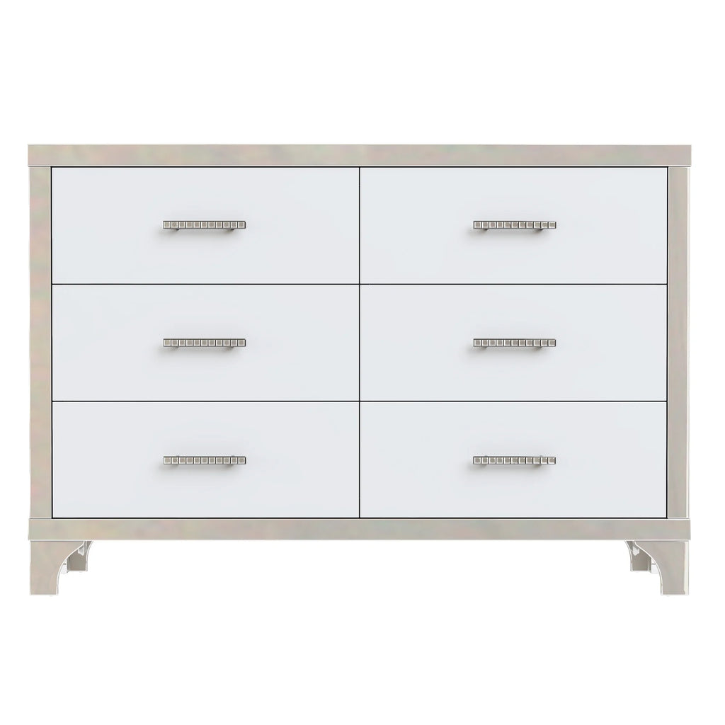 White High Gloss 6 Drawer Dresser O912