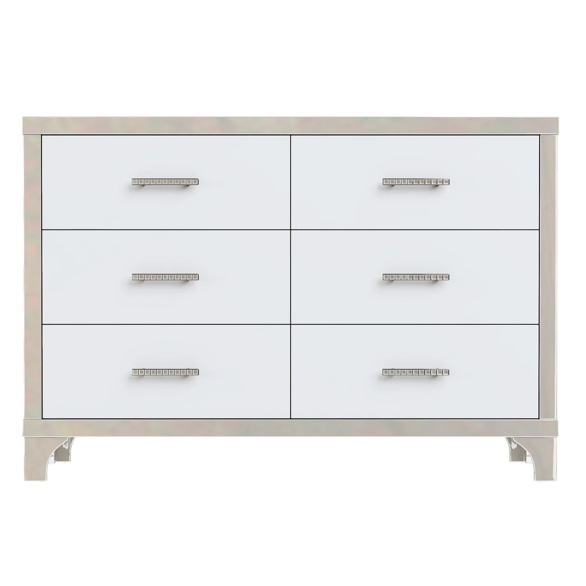 White High Gloss 6 Drawer Dresser O912