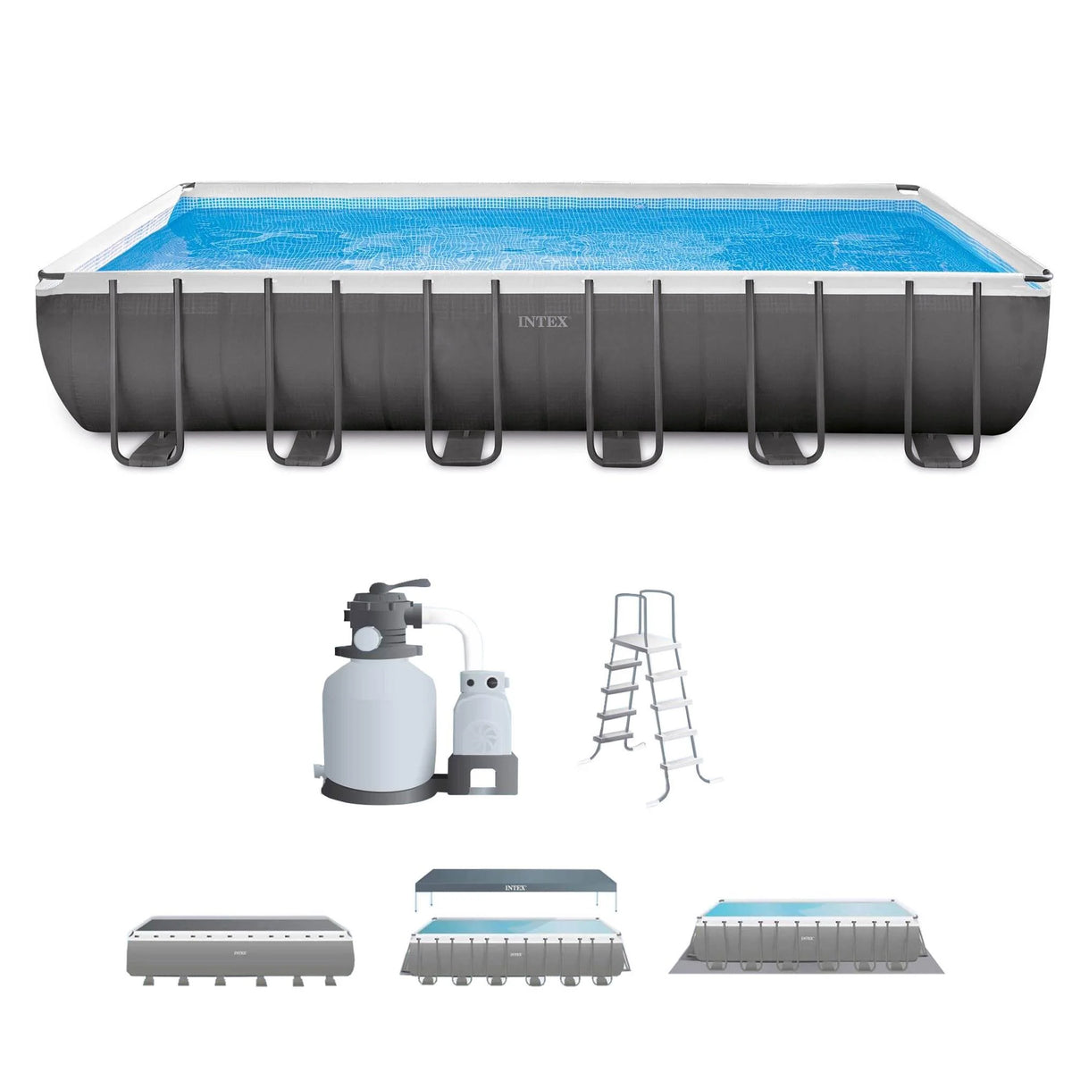 24' x 12' x 52 Rectangular Frame Swimming Pool with Pump F122