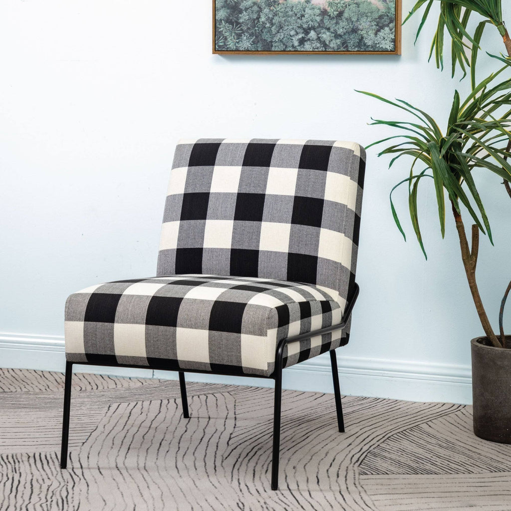Walnut Faux Leather Armless Accent Chair W27803