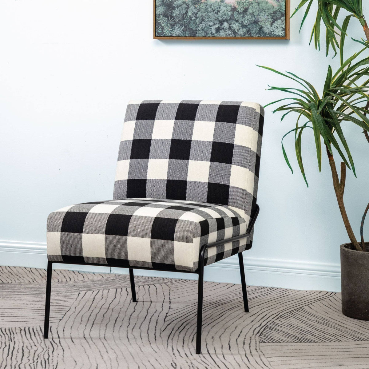 Walnut Faux Leather Armless Accent Chair W27803