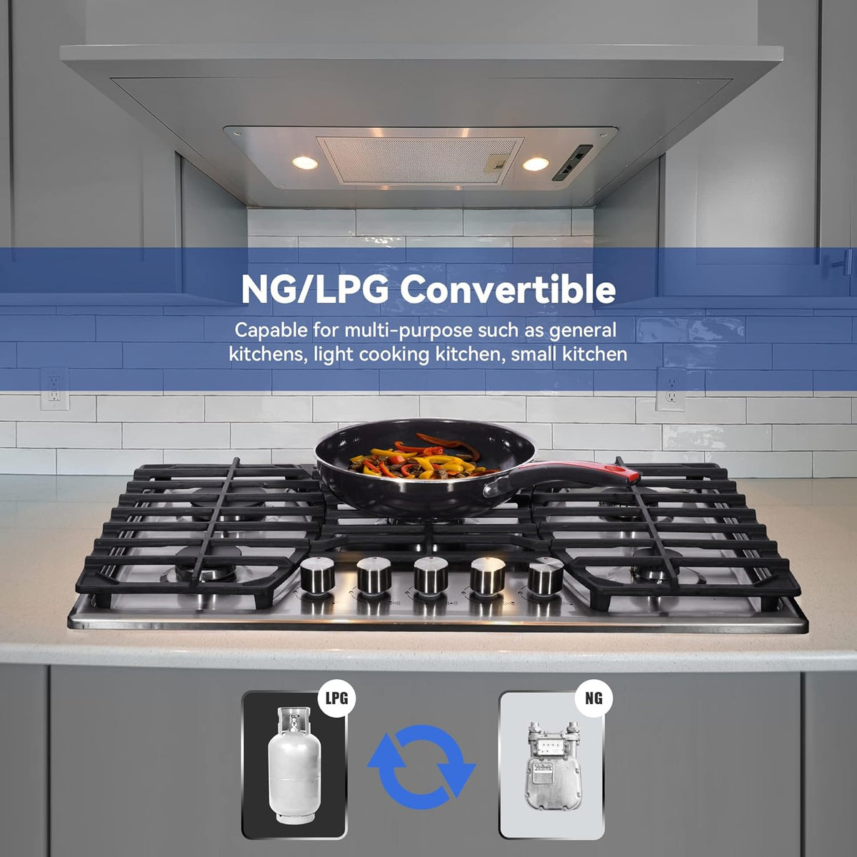 30 Inch Stainless Steel Gas Cooktop with 5 Sealed Burners X4743