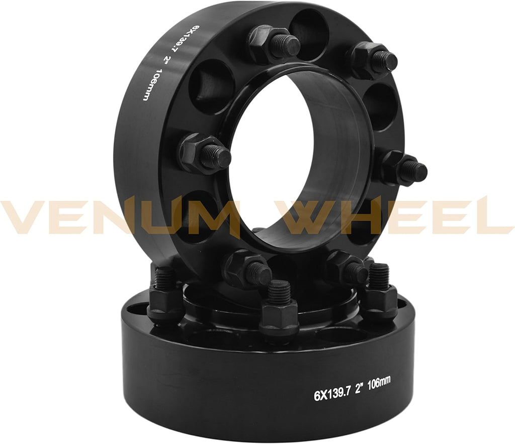6x5.5 Black Hub Centric 2" Adapter 12x1.5 106mm Bore with 4 Wheel Security Locks L7986