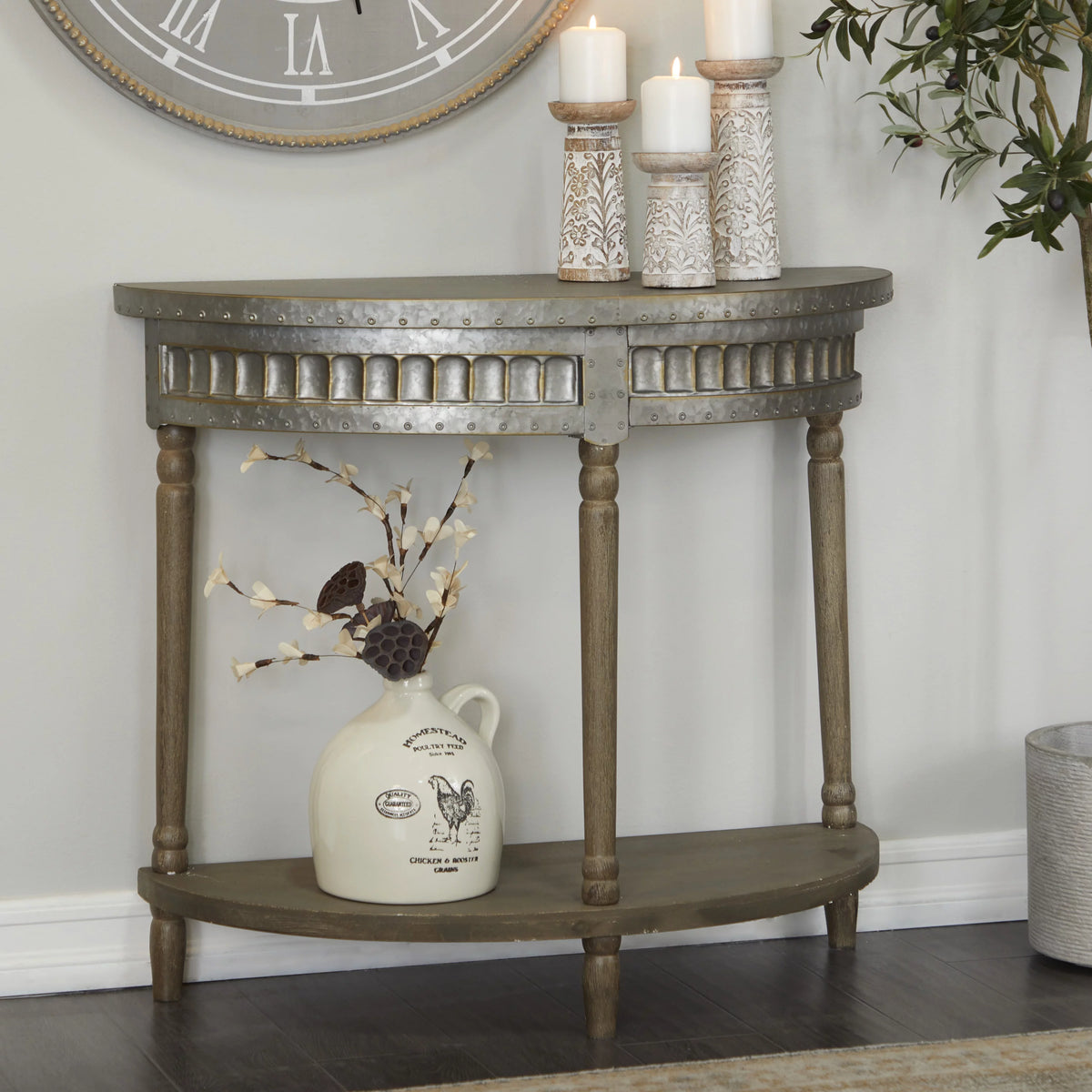 Metal Half Moon Console Table C851