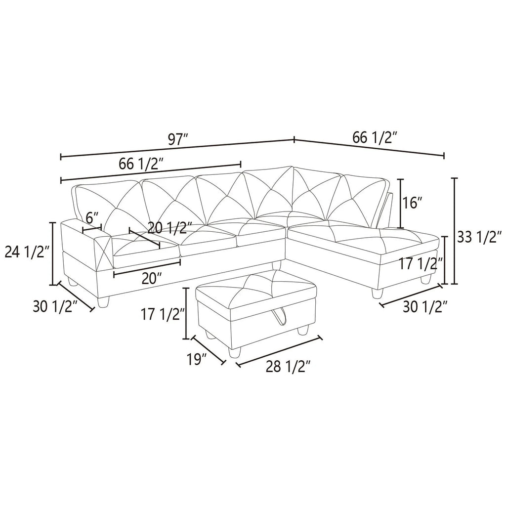 97" 2-Piece Sectional Sofa Set E6713