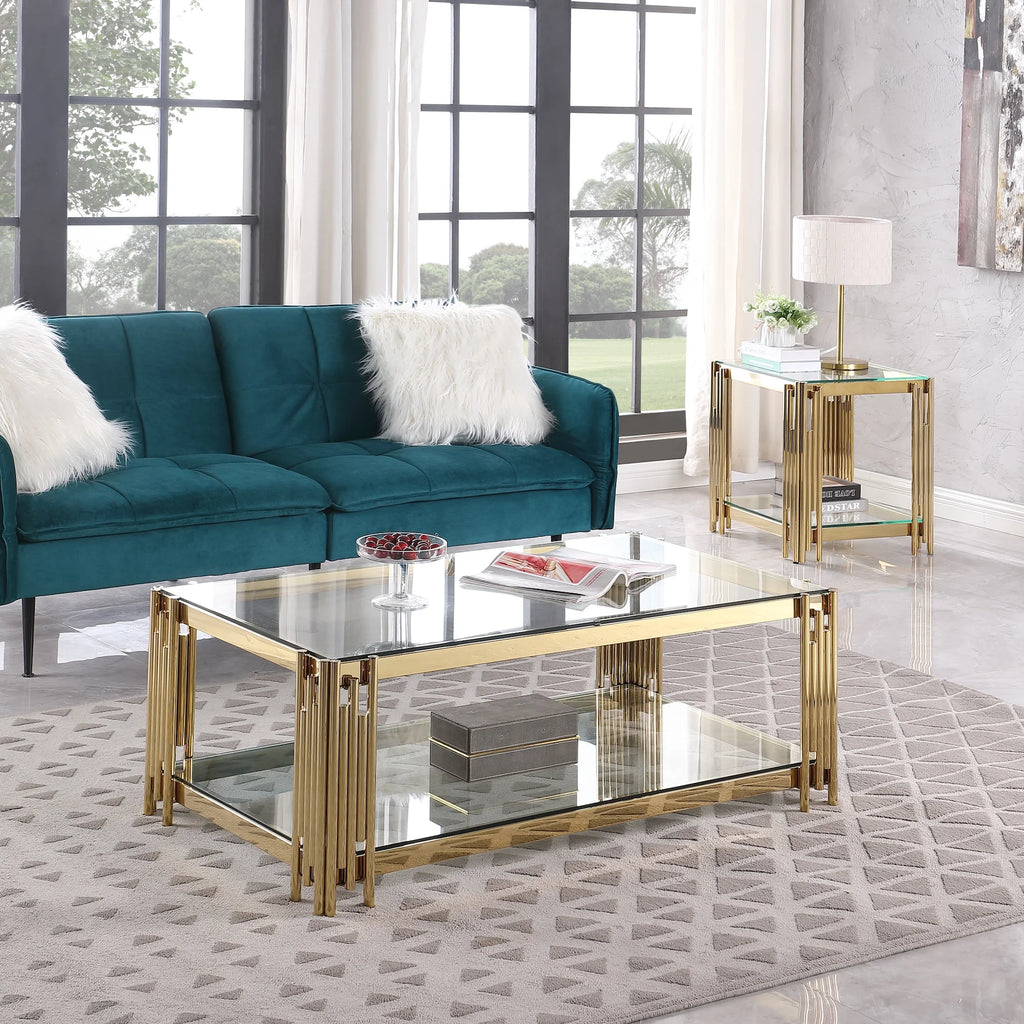 48" Wide Rectangular Glass Top Coffee Table I244121