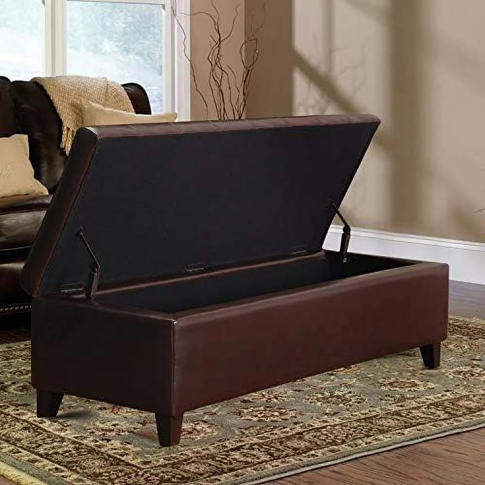 Rectangular Tufted Bonded Leather Ottoman Bench A582427