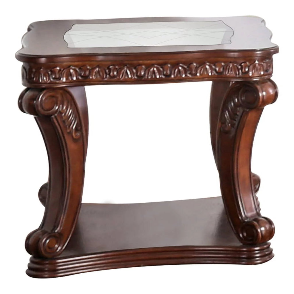 Dark Oak Wood Open Shelf End Table G375