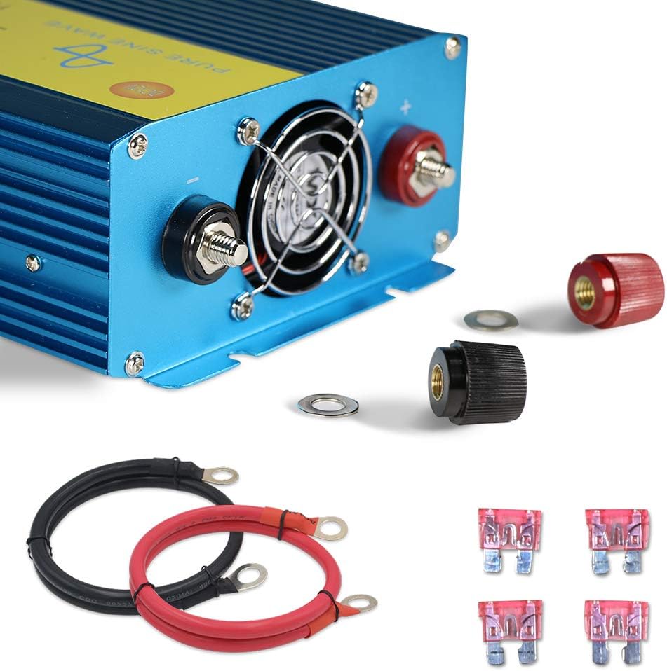 2000W Pure Sine Wave Power Inverter 12V DC to 110V AC with LED Display 3 AC Outlets B32168